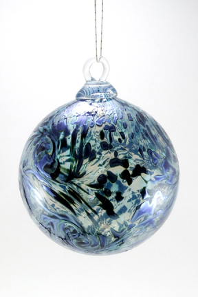 Shiny silver blue accents travel throughout each piece reflecting the surrounding lights in your home. Approx. 3"w x 4"h
